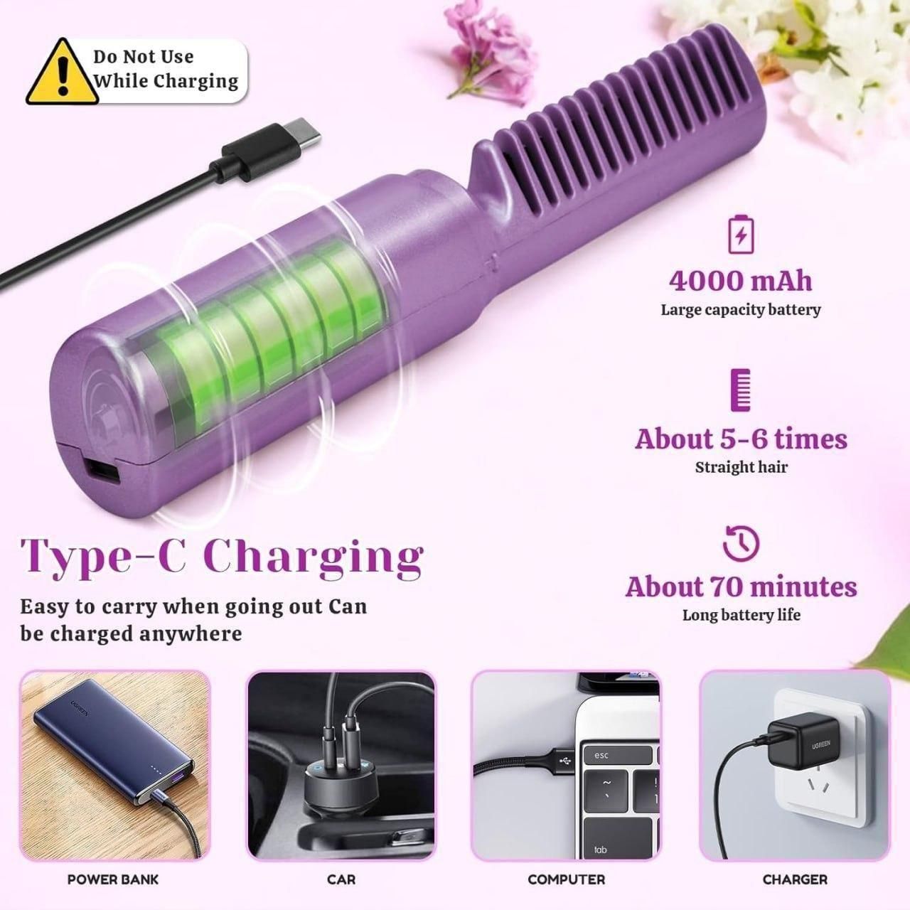 Mini Adjustable Hair Straightener comb
